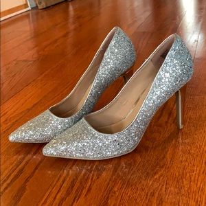 Christian Siriano Silver Glitter Heels